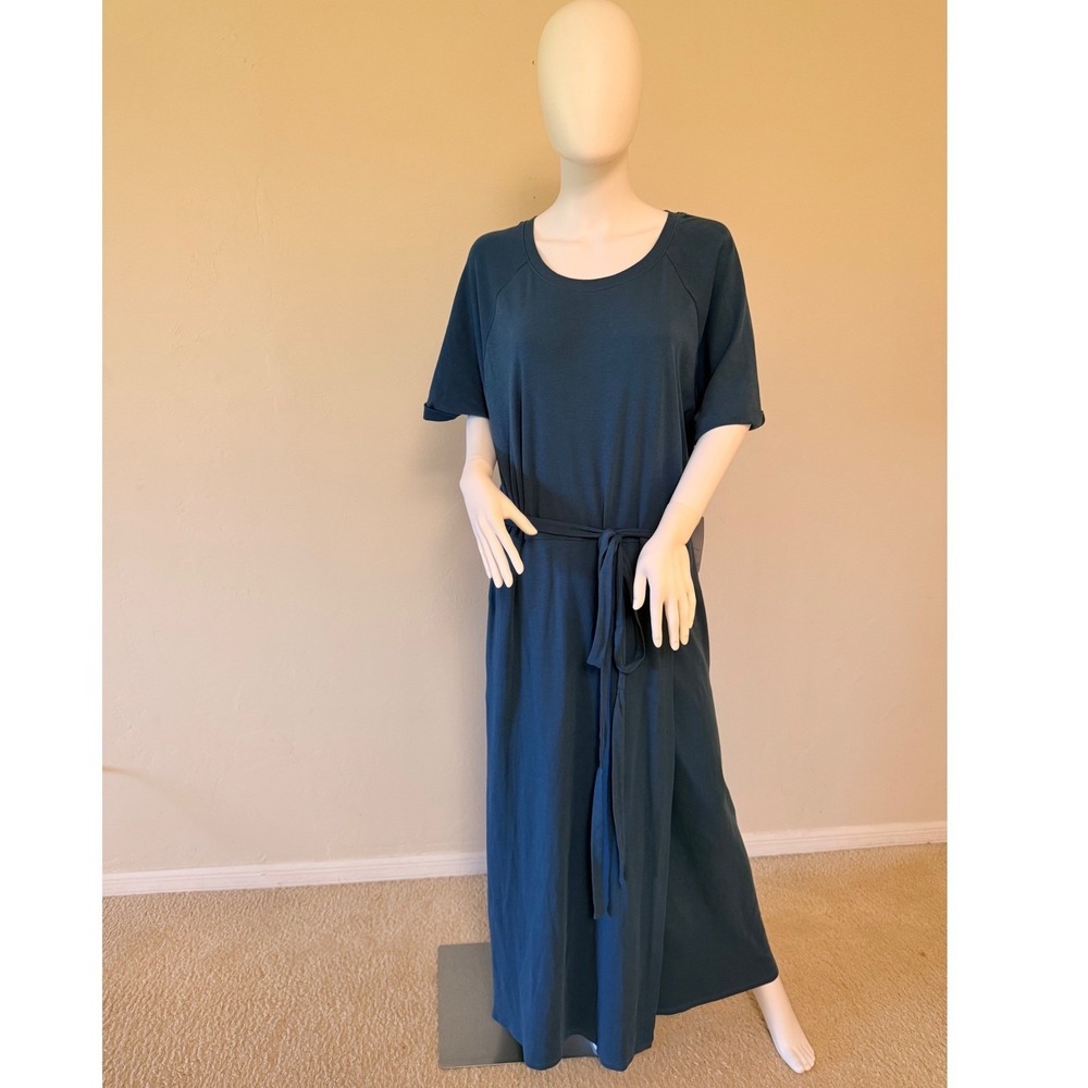 NWT Elizabeth and James Women Size XL Teal Blue Short Sleeve‎ Belted Maxi Dress
